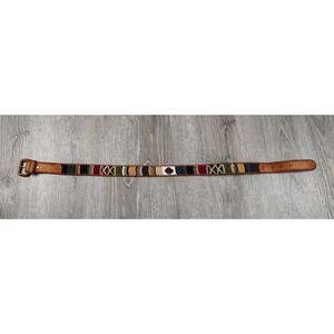 Woven‎ Belt 32 Bright Multicolor Striped Knit Bohemian Hippie Adjustable